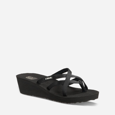 Teva Mush Mandalyn Wedge Ola 2 Women's Black Flip Flops CA09029 Canada Online